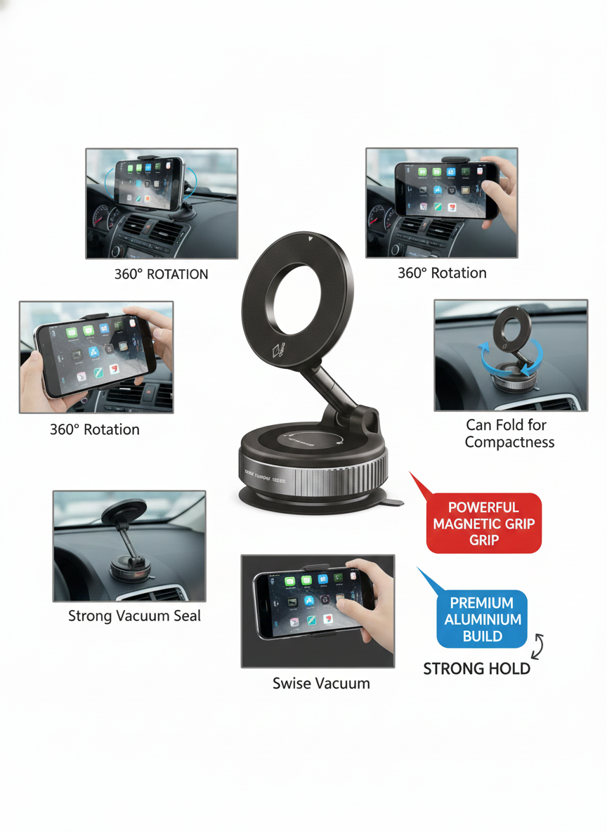 Magnetic vacuum Holder, Car Phone holder