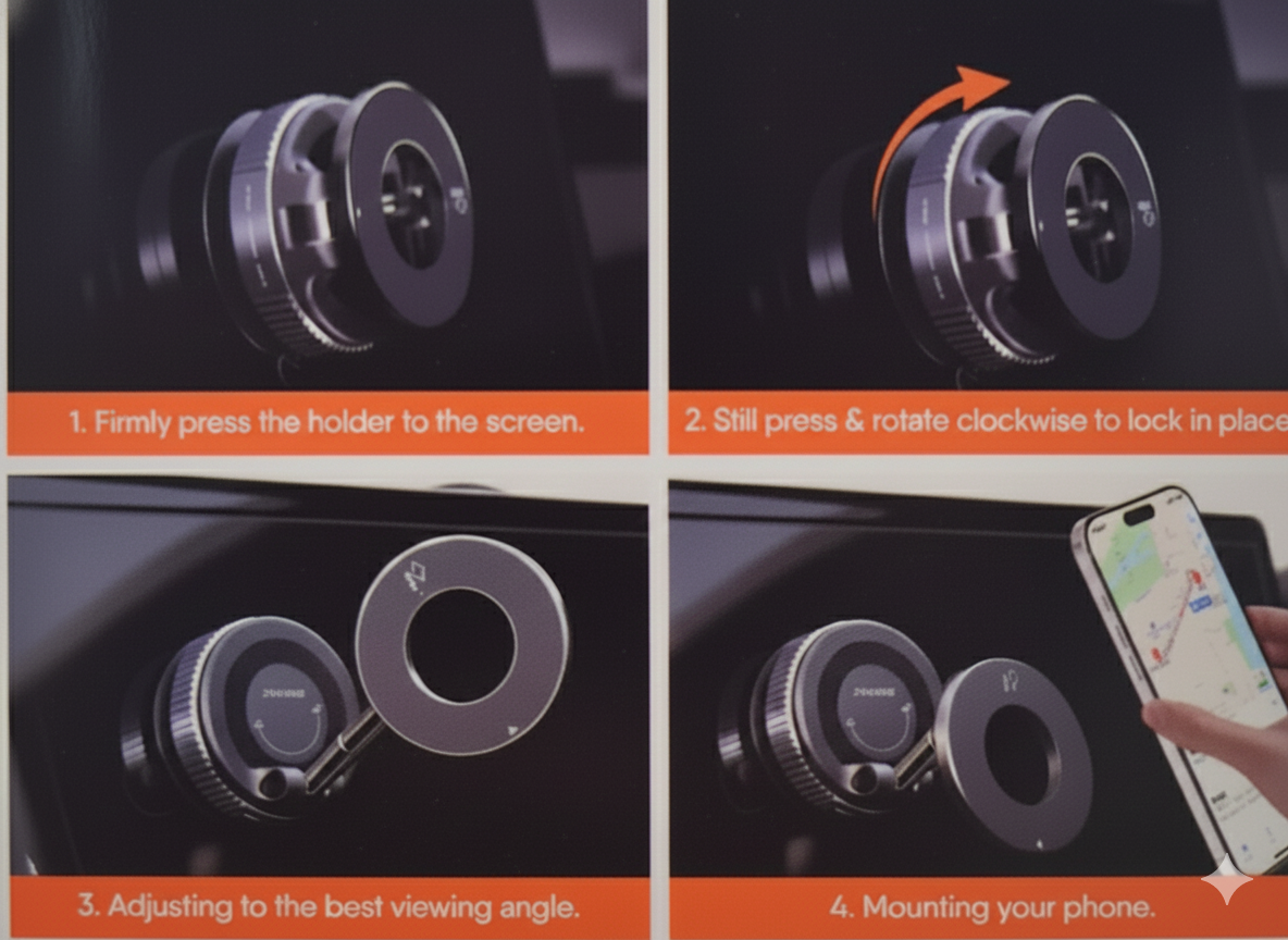 Magnetic vacuum Holder, Car Phone holder